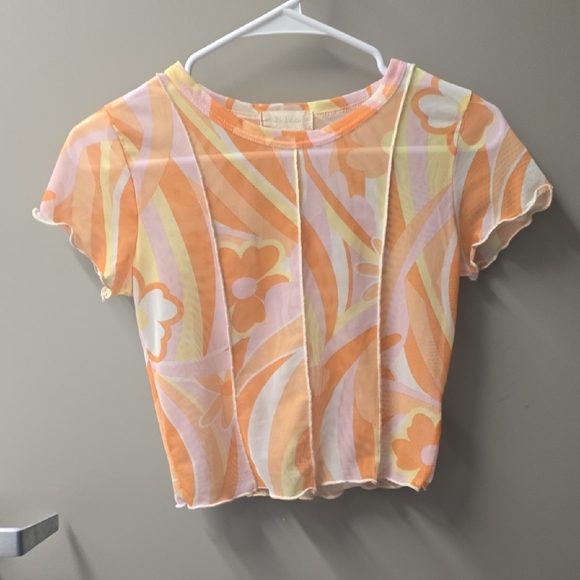 Altar'd State Tops - Altar'd State Retro Floral Top - Orange and Yellow